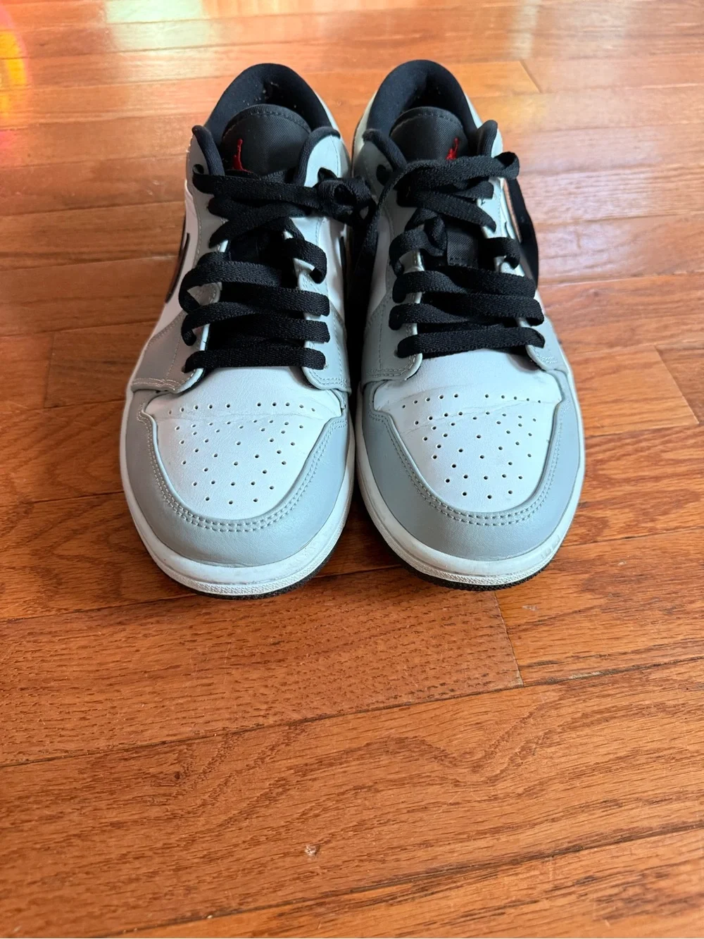 White and gray Nike Air Jordan’s Men’s Shoes, size 8.5